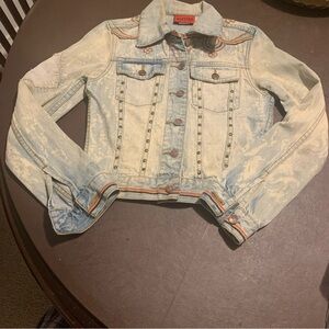 Western Denim Bank Jacket Womens Small Indian RARE Vintage